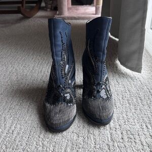 Donald J. Pliner Blue and Black Ankle Boots